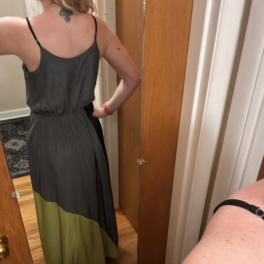 Mossimo Supply Co Gray and Green One Shoulder Sundress - Picture 4 of 5